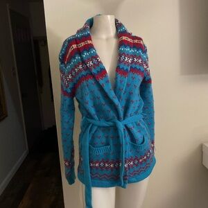 Vintage Fair Isle Wrap Sweater S